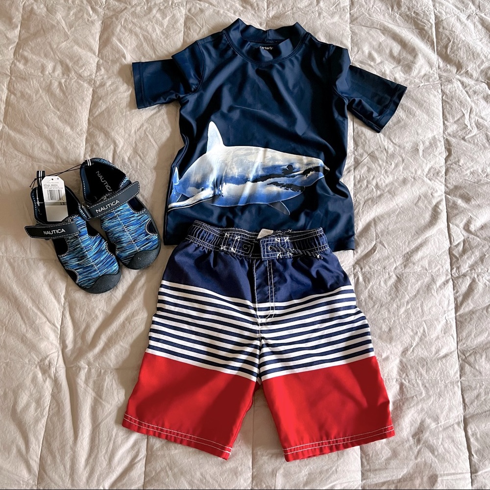 Carter’s Swimsuit (Size 6) & Nautica Sandals (Size 13)